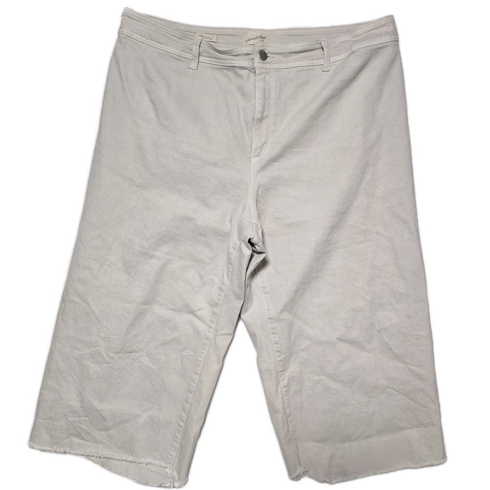Universal‎ Thread Wide Leg Ankle Crop Raw Hem Denim Pants Beige Size 20